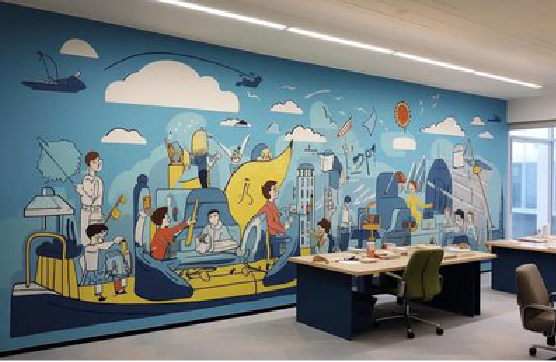 霍山办公室墙绘的特点。